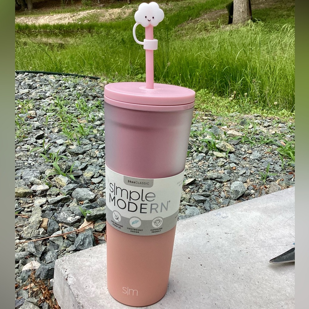 NWT Simple Modern S|M 24 oz Classic Tumbler w Lid & Straw Blushing Grapefruit